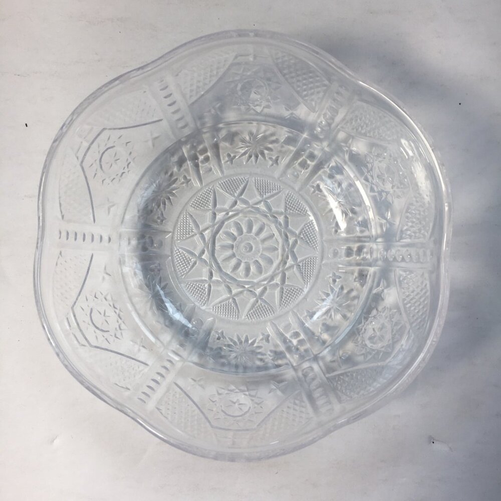 Clear Plastic Decorative Bowls Set Of 3 With Intricate Design Scalloped Edge